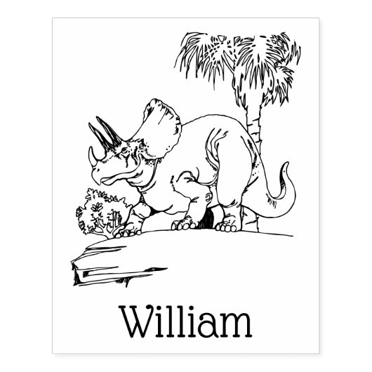 先史時代のトリケラトプス恐竜の名前 ラバースタンプ (インプリント)