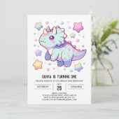 先史時代のドリーミー恐竜1歳の誕生日 招待状 (スタンド正面)