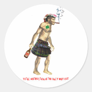 先史時代のパンクロック洞窟人 ラウンドシール
