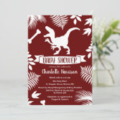 先史時代のラプター恐竜の赤ちゃんシャワー 招待状 (スタンド正面)