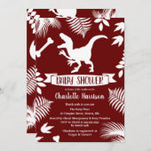 先史時代のラプター恐竜の赤ちゃんシャワー 招待状 (正面/裏面)