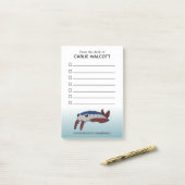 先史時代の動物のアノマロカリスとチェックリスト ポストイット (デスク上)