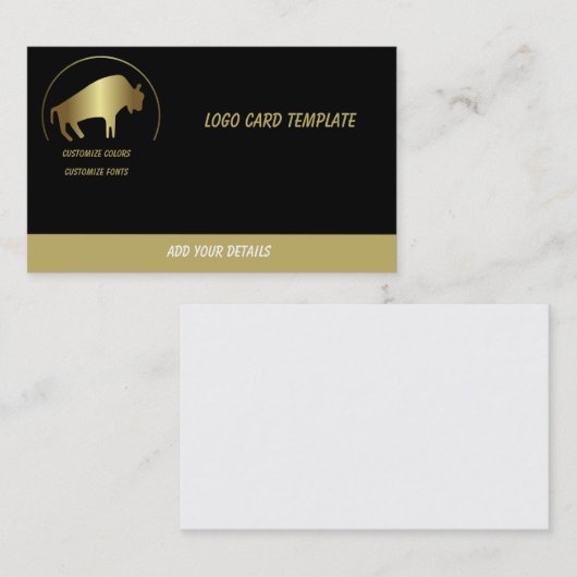 先史時代の動物のロゴ金ゴールドバッファロー 名刺 (正面/裏面)
