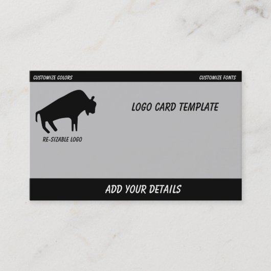 先史時代の動物ブラックバッファローバイソン 名刺 (正面)
