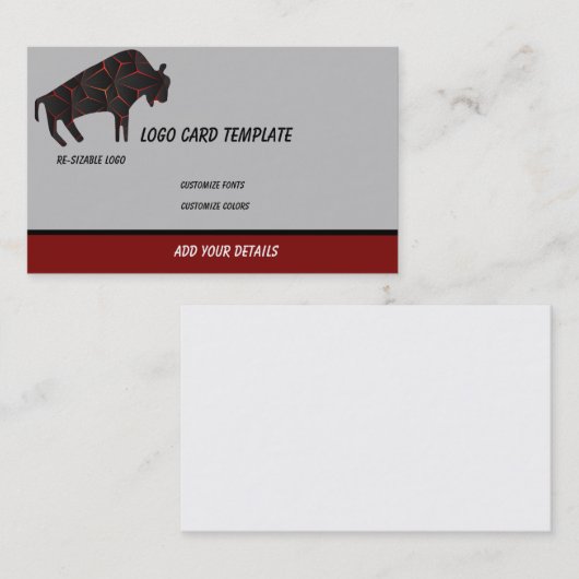 先史時代の動物ブルBIsonロゴ 名刺 (正面/裏面)