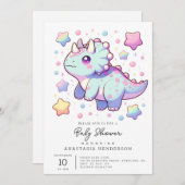 先史時代の夢の恐竜の赤ちゃんシャワー 招待状 (正面/裏面)