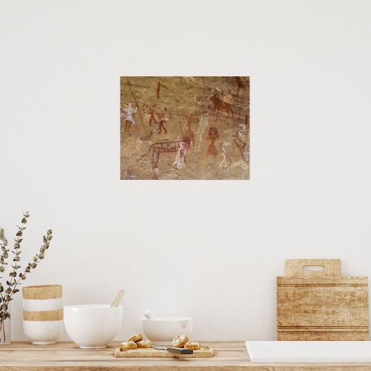 先史時代の岩絵、赤草、佐原 ポスター (キッチン)