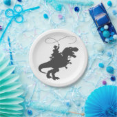 先史時代の恐竜に乗ったカウボーイ ペーパープレート (パーティー)