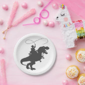 先史時代の恐竜に乗ったカウボーイ ペーパープレート (パーティー)