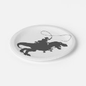 先史時代の恐竜に乗ったカウボーイ ペーパープレート (アングル)