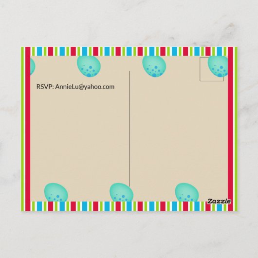 先史時代の恐竜の誕生日パーティー ポストカード (裏面)