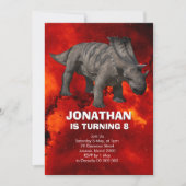 先史時代の恐竜の誕生日パーティー 招待状 (正面)