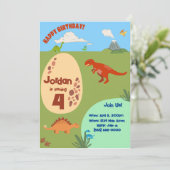 先史時代の恐竜の誕生日招待状 招待状 (スタンド正面)