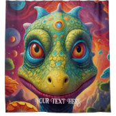 先史時代の恐竜の魔法カラフル動物 シャワーカーテン (正面)