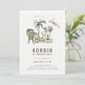 先史時代の恐竜をテーマにした誕生日パーティー 招待状 (スタンド正面)