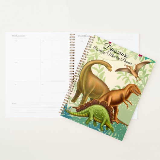 先史時代の恐竜ウィークリー月次プランナー プランナー手帳 (ディスプレー)