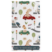 先史時代の恐竜カラフルの群れ スモールペーパーバッグ (裏面)