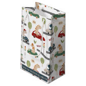 先史時代の恐竜カラフルの群れ スモールペーパーバッグ (裏面アングル)