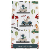 先史時代の恐竜カラフルの群れ スモールペーパーバッグ (正面)