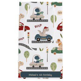 先史時代の恐竜カラフルの群れ スモールペーパーバッグ