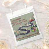 先史時代の恐竜カラフルの群れ フェイバーバッグ (クリップ留めされた状態)