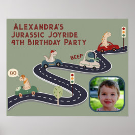 先史時代の恐竜カラフルの群れ ポスター