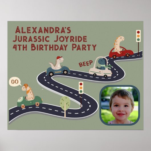 先史時代の恐竜カラフルの群れ ポスター (正面)