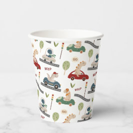 先史時代の恐竜カラフルの群れ 紙コップ