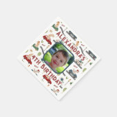 先史時代の恐竜カラフル群写真 スタンダードカクテルナプキン (角)