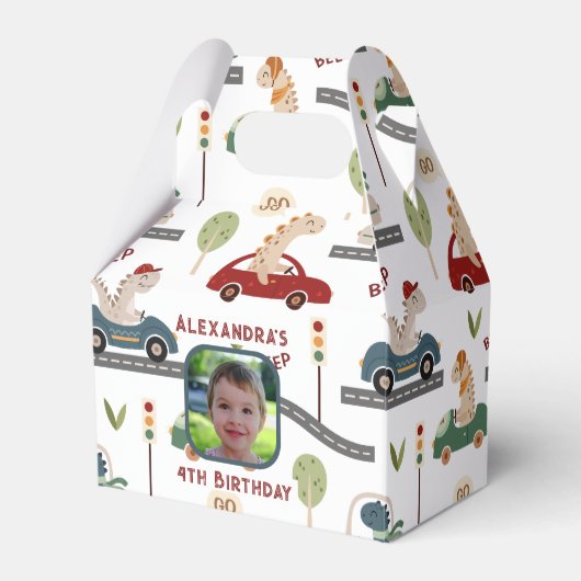 先史時代の恐竜カラフル群写真 フェイバーボックス (正面サイド)