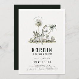 先史時代の恐竜テーマ誕生会 招待状