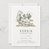 先史時代の恐竜テーマ誕生会 招待状 (正面)