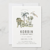 先史時代の恐竜テーマ誕生会 招待状 (正面)