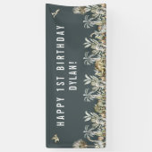 先史時代の恐竜テーマ誕生日バナー 横断幕 (縦)