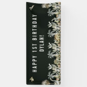 先史時代の恐竜テーマ誕生日バナー 横断幕 (縦)