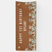 先史時代の恐竜テーマ誕生日バナー 横断幕 (縦)