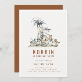 先史時代の恐竜テーマ誕生日パーティインビタティ 招待状