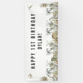 先史時代の恐竜テーマ誕生日 横断幕 (縦)