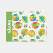 先史時代の恐竜パターンベビーブランケット フリースブランケット (正面(横))