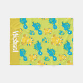 先史時代の恐竜パターン男の赤ちゃん毛布 フリースブランケット (正面(横))