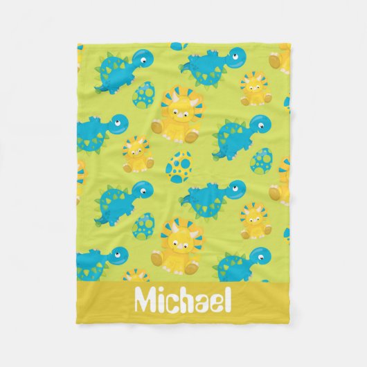 先史時代の恐竜パターン男の赤ちゃん毛布 フリースブランケット (正面)