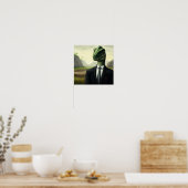 先史時代の恐竜ビジネスマン、おもしろいAI生成 ポスター (キッチン)