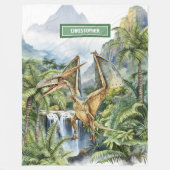 先史時代の恐竜ボーイズ誕生日毛布カスタム体 フリースブランケット (正面)