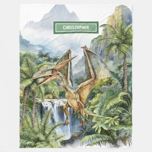 先史時代の恐竜ボーイズ誕生日毛布カスタム体 フリースブランケット (正面)