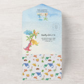 先史時代の恐竜遊の少年の赤ちゃんシャワー オールインワン招待状 (外側)