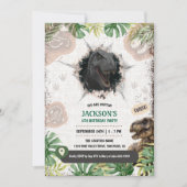 先史時代の恐竜Tレックス少年の誕生日パーティー 招待状 (正面)