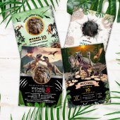 先史時代の恐竜T-Rexの誕生日パーティー 招待状