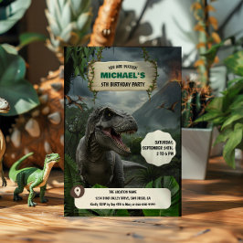 先史時代の恐竜T-Rexの誕生日パーティー 招待状