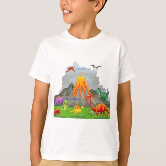 先史時代の景観恐竜火山 Tシャツ (正面)