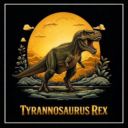 先史時代の月下のティラノサウルス Tシャツ